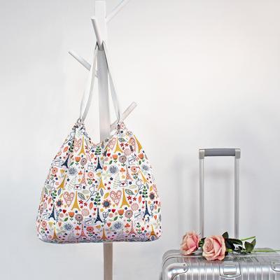 China Portable Reusable Shopping Bag Printing Folding Grocery Bags Handle Eco Friendly for sale