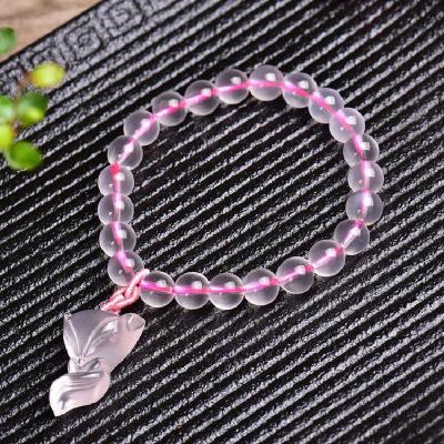 China Cute natural pink crystal fox nine-tailed bracelet has a powerful wealth of energy, can bring beautiful love, a gift for women for sale