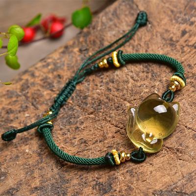 China The cute fox natural citrine bracelet strengthens the intestines, liver, stomach and digestive organs, has a soothing effect, and is cute for sale