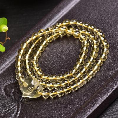 China Cute fox three-ring natural citrine bracelet has powerful energy to bring wealth, promote the development of love, healing crystal for sale