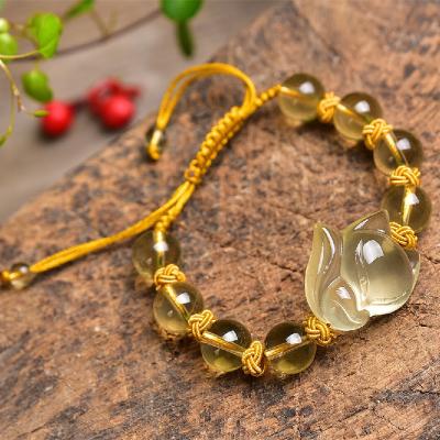 China Fox Cute Natural Citrin Bracelet Matching Strong Energy Wealth Gift and Beautiful Material Shape for Girlfriend for sale