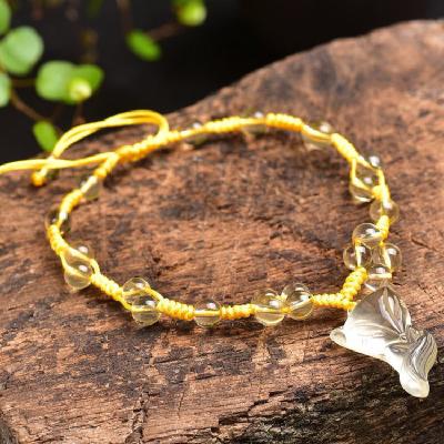 China The cute natural citrine fox anklet has the energy of the stone of wealth, foxes can promote the development of love, a gift for women for sale