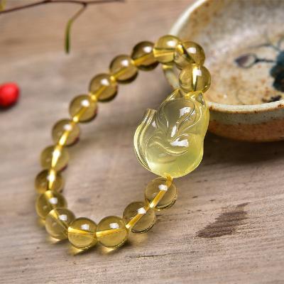 China Simple cute natural citrine fox ring bracelet can bring powerful wealth, healing crystal, a nice gift for girls for sale