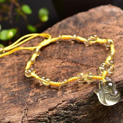 China Cute natural citrine fox anklet, handwoven, has powerful wealth and energy, promotes the development of love, a gift for girls for sale