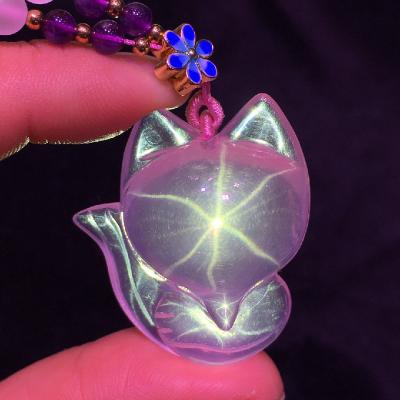 China Exquisite workmanship pendant cute natural crystal pink big fox promotes wedding and enhances emotions for sale