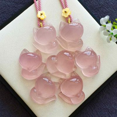 China FASHIONABLE natural pink crystal fox pendant exquisite workmanship promote marriage, increase emotions, give gifts for self-preservation for sale