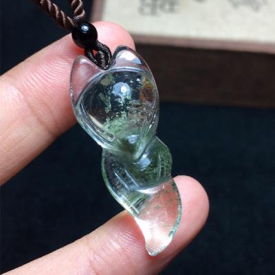 China Vintage natural green ghost nine-tailed fox pendant, cornucopia, lucky fortune, cute shape, high quality gems, able to promote love for sale