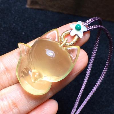 China Cute fox natural citrine pendant, cute, citrine can bring wealth, fox can bring beautiful love, suitable for gifts for women for sale