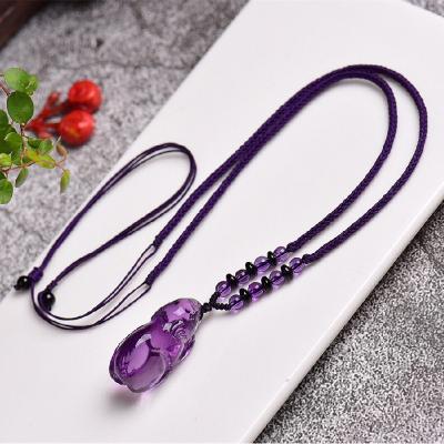 China Cute natural amethyst hand-carved mouse pendant wearing a cute gift that can increase wealth fortune for sale