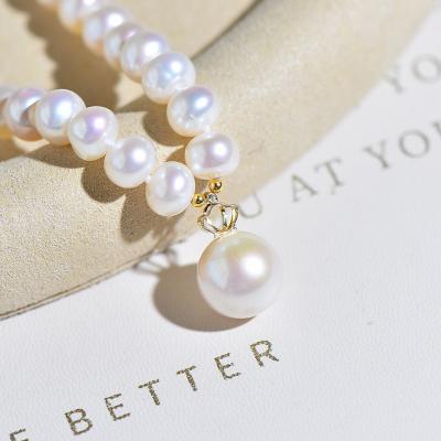 China CLASSIC natural high brightness 18K like akoya gold plated white pearl necklace wholesale customization! for sale