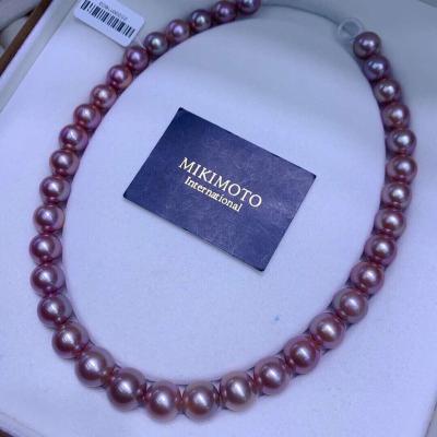 China FASHIONABLE White and Temperament Edison Purple Pearl Necklace Mirror Light Natural Round and Slightly Flawed Free Knotting and Buckle for sale