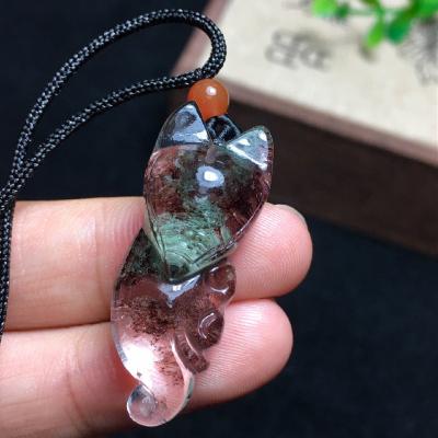 China FASHIONABLE natural red and green ghost fox pendant, cornucopia, lucky fortune, cute shape, good gift, can prevent third parties for sale