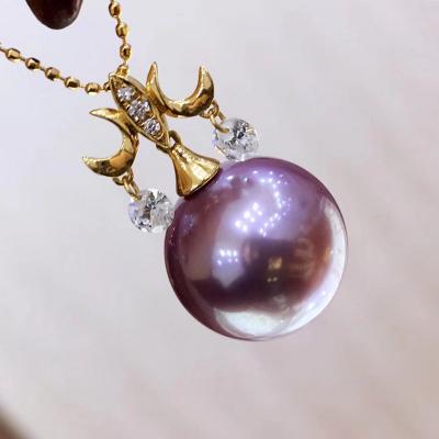 China TRENDY 18k gold inlaid natural purple Edison pearl pendant, pearly and delicate, a trendy gift for women, high quality pearls for sale