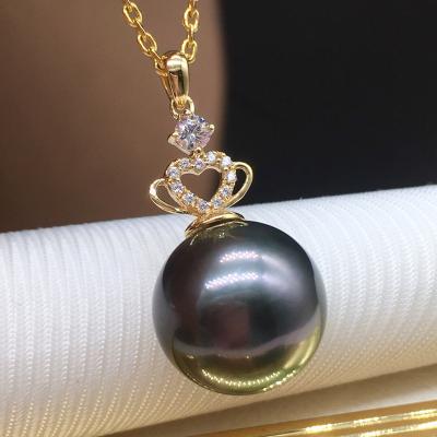 China Natural 18k Gold Tahitian Black Pearl Pendant CLASSIQUE, a fashionable gift for women, sensitive and translucent skin for sale