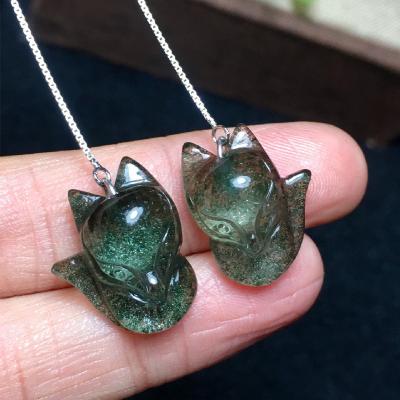 China The 925 small cute silver natural green ghost fox earrings will bring wealth and health and have energy to prevent third parties for sale