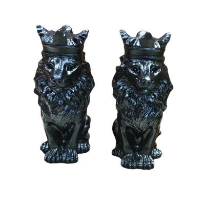 China China natural obsidian carved lion king ornaments elegant style home office display can promote business development for sale