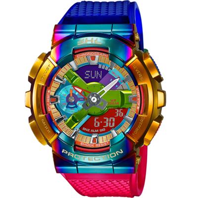 China Rainbow Metal Covered Non-Specific Silicone Band Analog-Digital Watch for sale