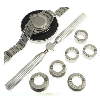 China Professional Oyster Wrench Repair Tool Kit Watch Repair with 6 Dies Watch Tool Watch Back Case Cover Opener for sale