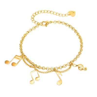 China FASHIONABLE Luxury Jewelry Silver Gold Plated Note Charm Dangle Bracelet Women for sale