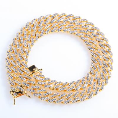 China Hiphop Full CZ Diamond Set Gold Chain For Men Iced Out Cuban Link Necklace Chain Bracelet for sale