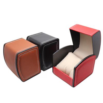 China Fashionable custom plain simple packing box LOGO high-grade PU leather watch box for sale