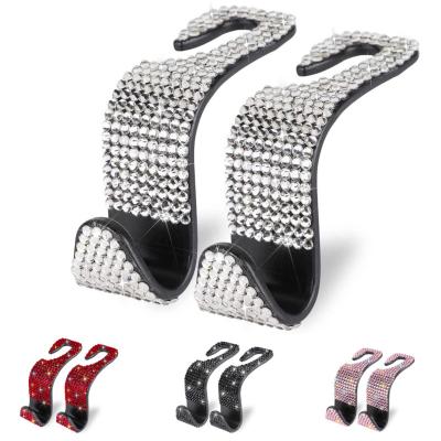 China Bling Bling Crystal Car Bling Auto Hook Wholesale Universal Crystal Rhinestone Front Seat Hanger Organizer Hooks for sale