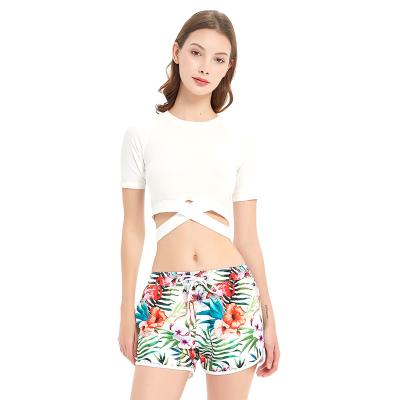 China Anti-Wrinkle Shorts Pants Summer Quick Dry Drawstring Sports Floral Pattern Beach Boardshorts Graphic Shorts For Women With Pockets for sale