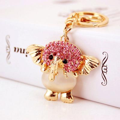 China Small Elephant Key Chain Fashion Girl Key Chain Cute Blue Rhinestone Crystal Bag Key Chain Pendant Jewelry for sale