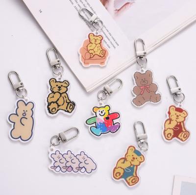 China Lovely Keychain Toy Keyfob Gift Bear Acrylic Kids Key Chains Girl Car Bag Women Bunny Puppy Pendant Keychain Jewelry for sale