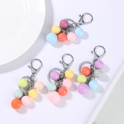 China Creative Acrylic Candy Dangling Cute Colorful Ball Key Ring Resin Key Chain For Women Girl Car Bag Key Holder Jewelry for sale