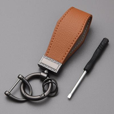 China Lanyard Color Keychain Luxury Men Business Metal Leather Car Car Key Chain Horseshoe Key Ring Gift Mouth For Girlfriend for sale