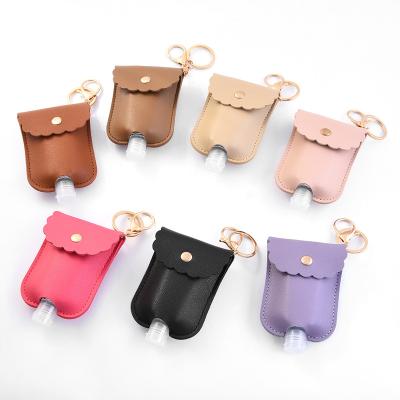 China Leather Key Chain 30ml Empty Portable Sanitizer Bottle Hand Holder Bottle Leather Key Chain Reusable Hand Wash Gel Storage Bottle for sale