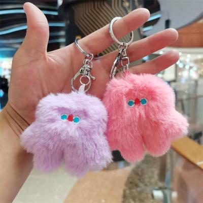 China Korea Kawaii Plush Toy Monster Plush Toy Key Chain Statistical Institute Cartoon Powder Benben Pompom Doll Toy Key Ring Women Man Cute Bag Trinket Pendant for sale