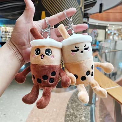 China Shaped Plush Kawaii Key Chain Cartoon Bubble Tea Cup Rest Real Pearl Milk Tea Plush Toys Stuffed for sale