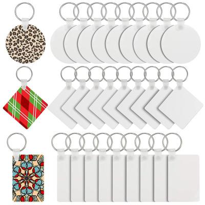 China Blank MDF Sublimation Heat Transfer Keychains Rectangle Wooden Hardboard Keychains 30Pcs Sublimation Heat Transfer Keychains Kit Jewelry Making for sale