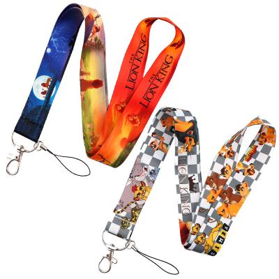 China Promotional King Key Lanyard ID Card Holder Neck Straps Gift Cartoon Simba Lion Badge With Key Ring Favors Gifts for sale