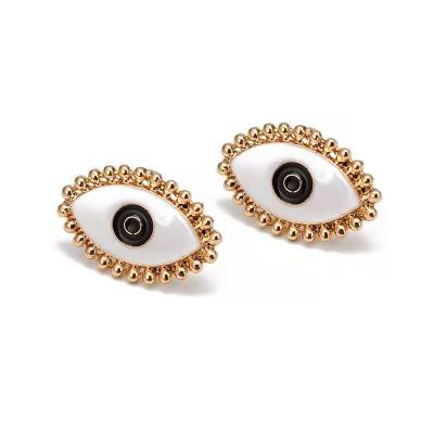 China Fatima Hand Hollow Earrings For Women Vintage CLASSIC Simple Fashion Round Rhinestone Eye Circle Earrings Stud Earring Jewelry for sale