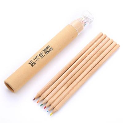 China School Student 6 Colors Kids Colored Wooden Pencil Custom Logo Gift Children's Color Pencil Set With Sharpener Kraft Paper Tube Packaging for sale