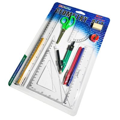 China Stationery Stationery Set School Student Plastic Ruler Protractor 30cm Set Drawing Triangular Ruler Learning Combination Ruler for sale