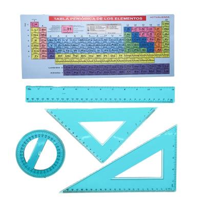 China School Products AB102 Clear Or Color High Quality 4 Pcs Thick Ruler Set With Periodic Table For Student Office Use for sale