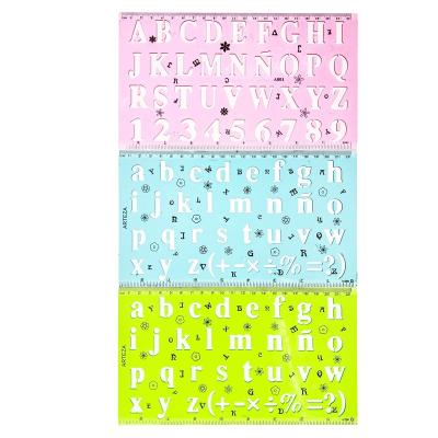 China School Student Flexible Custom Plastic Alphabet Letter Stencils Ruler Gauge Measuring Ruler Set For Kids for sale