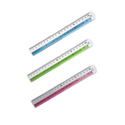 China School Student And New Desk Style 20cm Aluminum Ruler With Color Stripe Scale For Stationery Measuring Drawing for sale