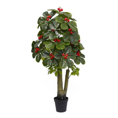 China Decorate YD29359-2 Lucky Fruit Green Artificial Tree Red Plastic Plants Garden Home Decorations for sale