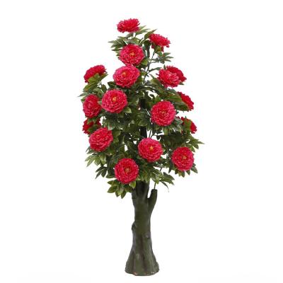 China Art Decor Wealth High Quality Peony Tree Simulation Plant Decoration Artificial Hotel Garden Decor YD29376 for sale