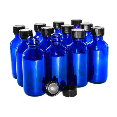 China Personal Care 15ml 30ml 60ml 120ml Boston Round Cobalt Blue Glass Bottle With Pharmaceutical Blue Dropper Bottle for sale