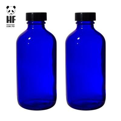 China Personal Care Free Sample 30ml Round 1 oz Boston Glass Empty Blue Bottle for sale