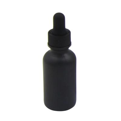 China Personal Care 2oz Black Matte Serum Glass Bottle With Dropper For Essential Oils for sale