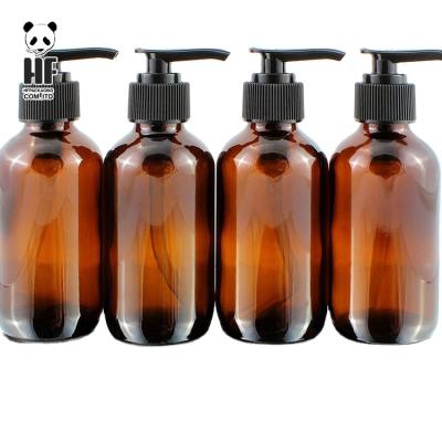 China Wholesale Personal Care 100ml Soap Dispenser Amber Glass Bottle With Pump Glass Bottle With Dropper Pump for sale