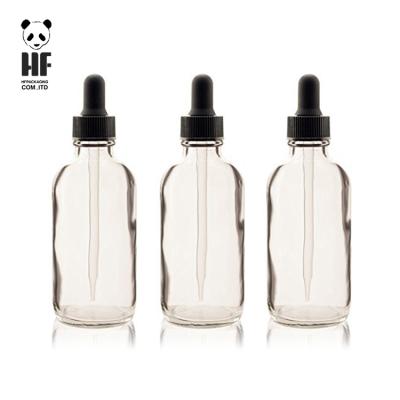 China Wholesale 50ml Round Clear Dropper Personal Care Boston Glass Bottle For Essential Oil for sale