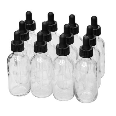 China Personal Care 5ml 10ml 15ml 20ml 30ml 50ml 100ml Boston Clear Glass Round Dropper Bottle for sale